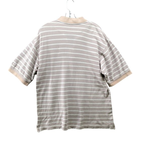 VTG Columbia Polo Shirt Mens M Beige Peach Striped Short Sleeve Cotton - Picture 2 of 8